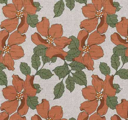 tecido para sofá floral vermelho